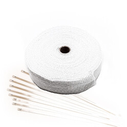 White Exhaust Heat Wrap (15m x 50mm) + Stainless Steel Ties
